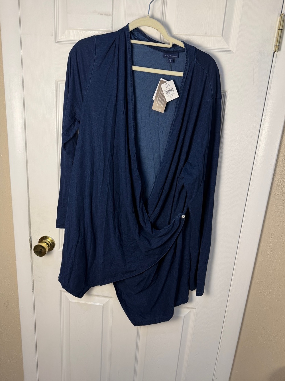 J. Jill Navy Draped Open-Front Tunic Cardigan XLT NWT